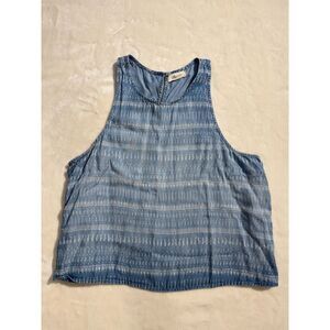 Bella Dahl Blue Chambray Print Swing Tank Top L
